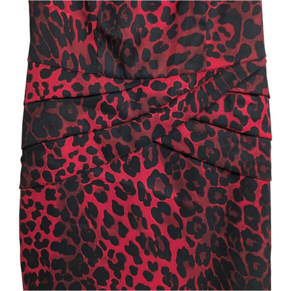 NWT Cache Red Black Animal Print Sleeveless Sheath Dress Size 4 - Picture 3 of 9